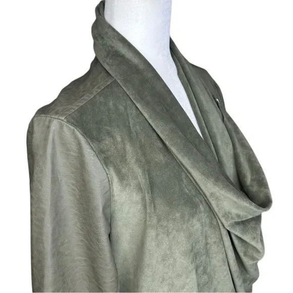 NEW Anthropologie Blank NYC Medium Draped Moto Jacket Vegan Suede Asymmetrical - Picture 6 of 16